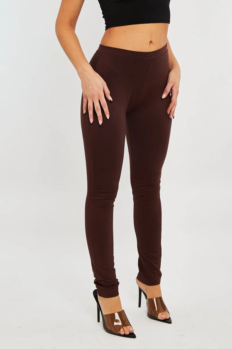 Jersey Leggings - Kirsty - High Waist Chocolate Brown