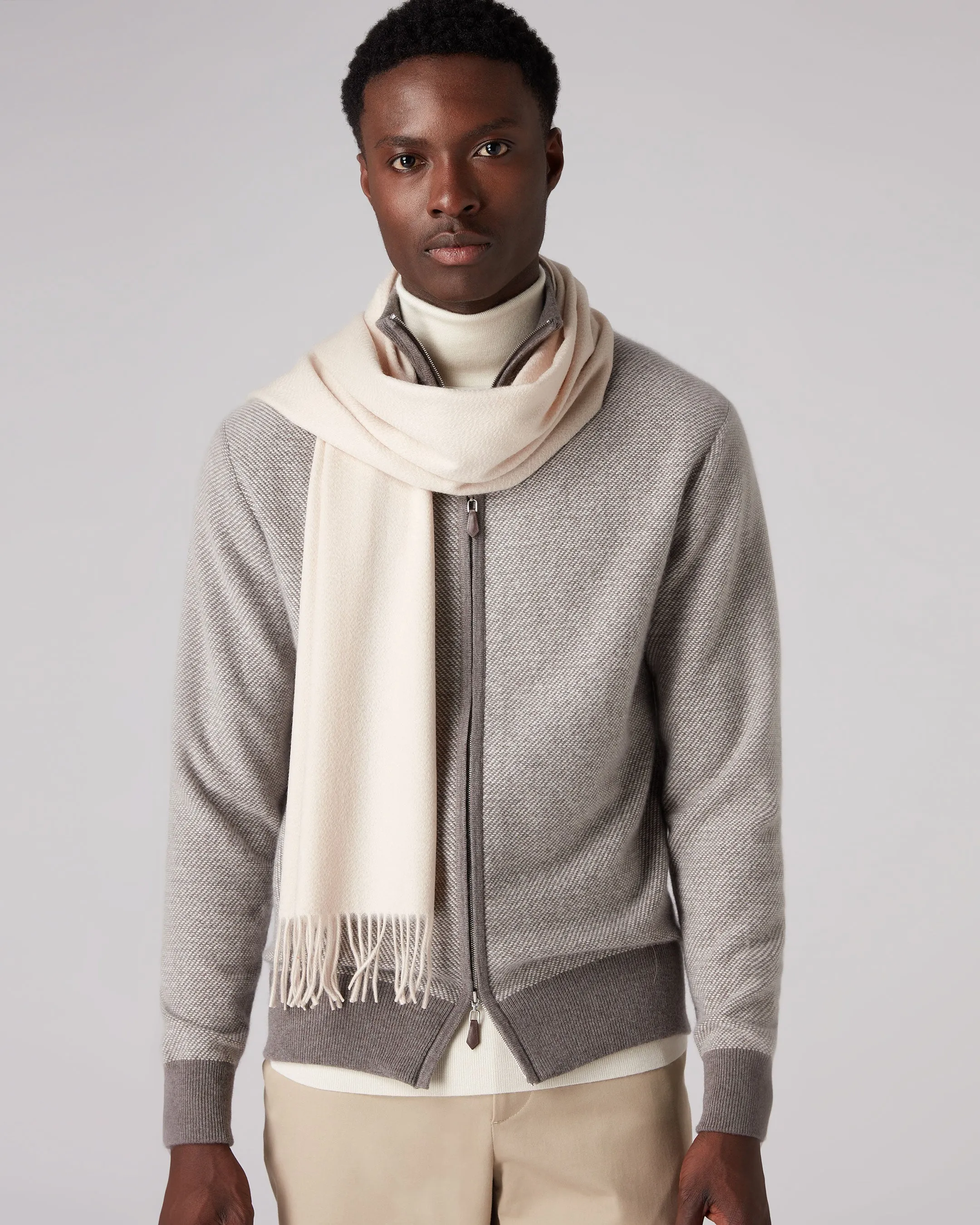 Jockey Club Cashmere Scarf Almond White