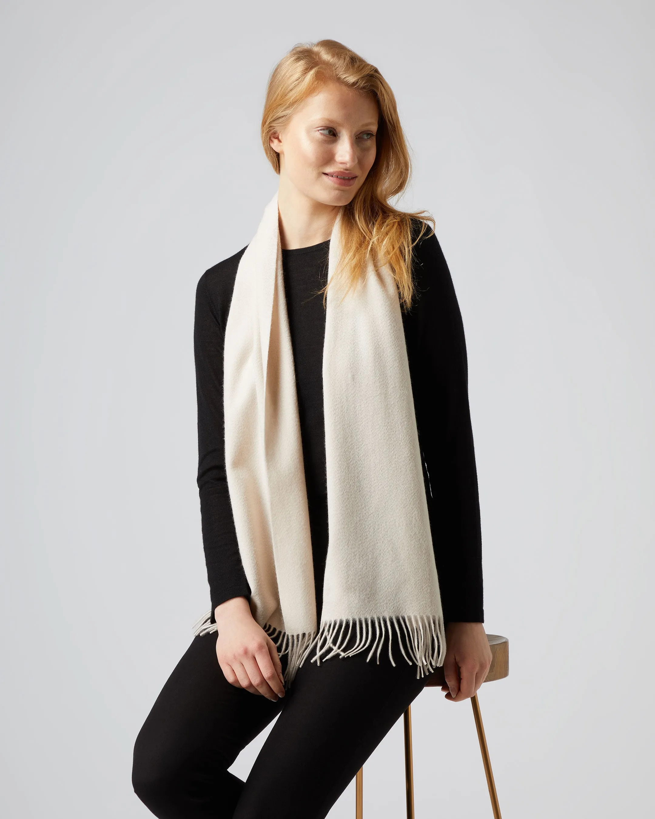 Jockey Club Cashmere Scarf Almond White