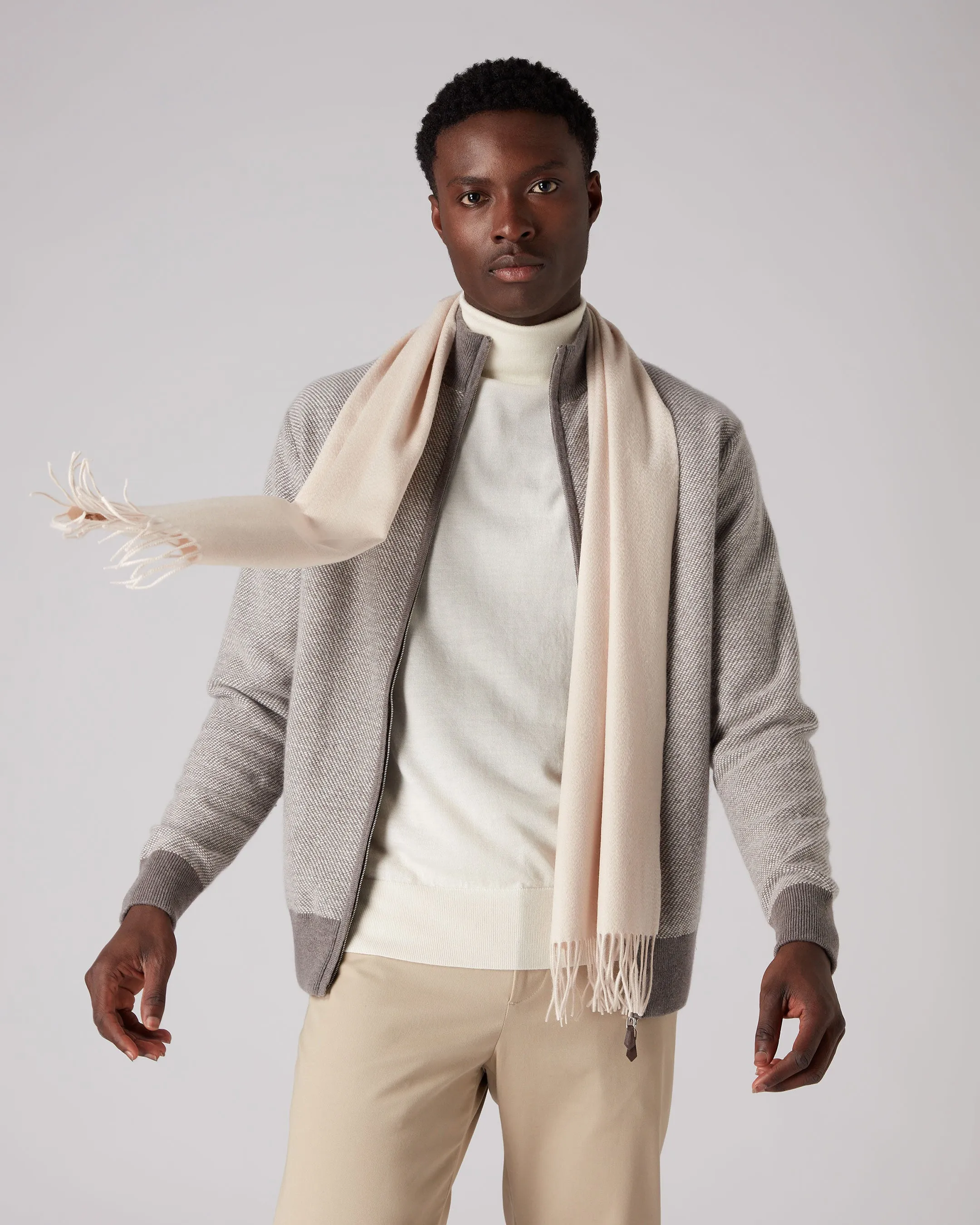 Jockey Club Cashmere Scarf Almond White