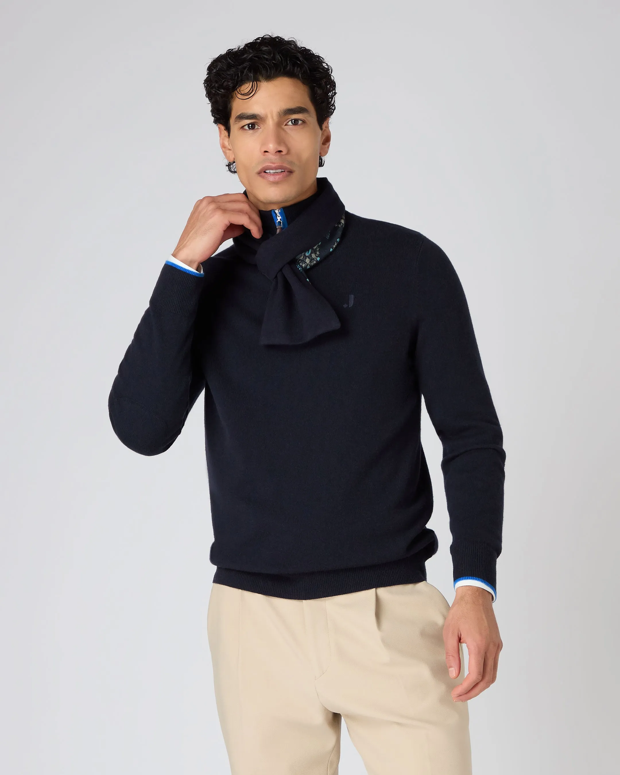 Jockey Club Men's Cashmere Scarf Navy Blue