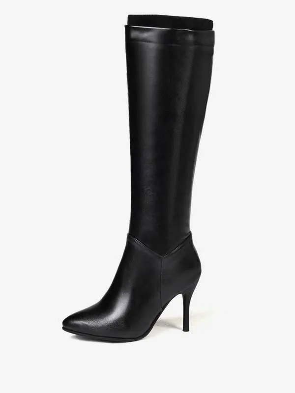 Pointed Toe Knee High Stiletto Heel Women's Boots