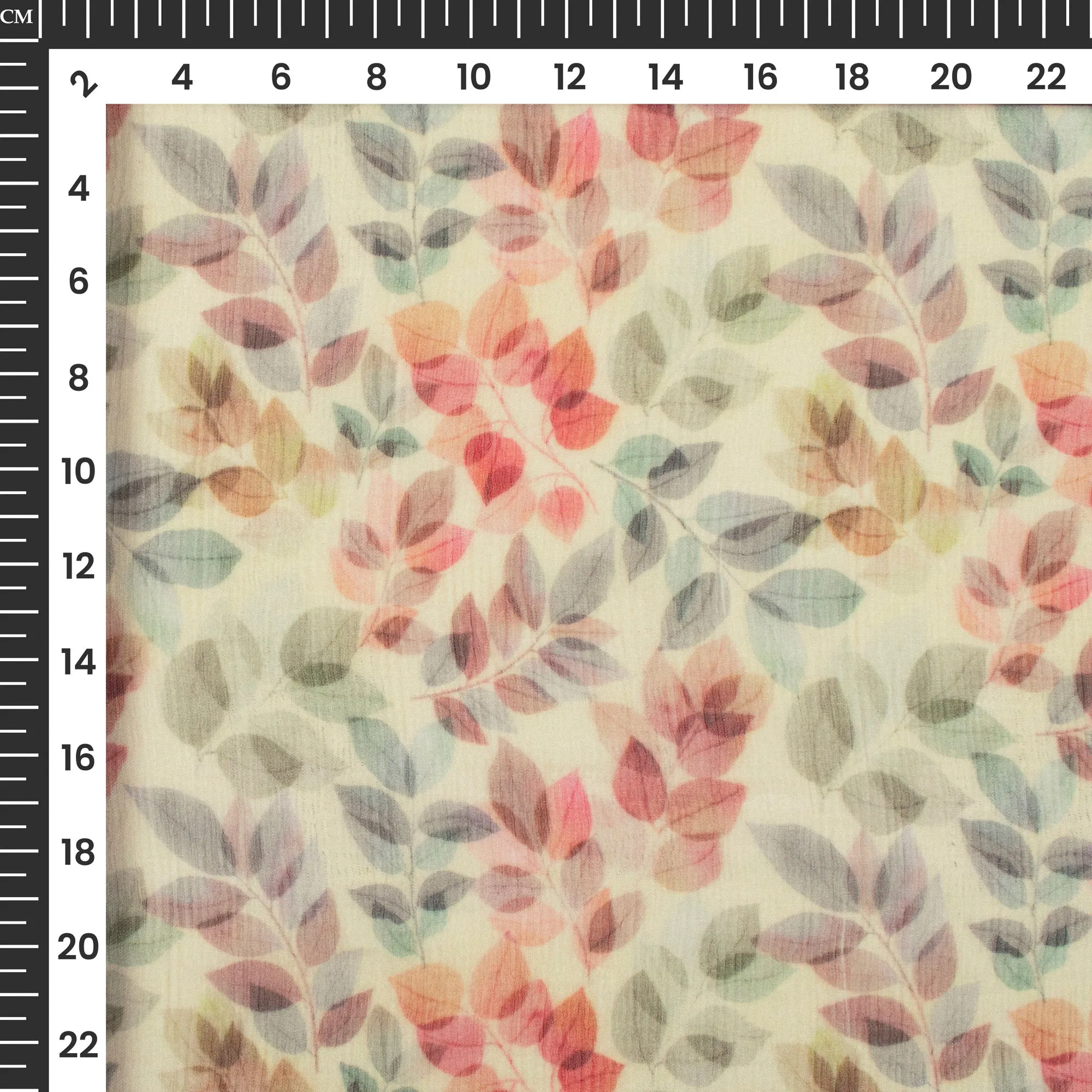 Leaf Print Digital Bemberg Chiffon Fabric