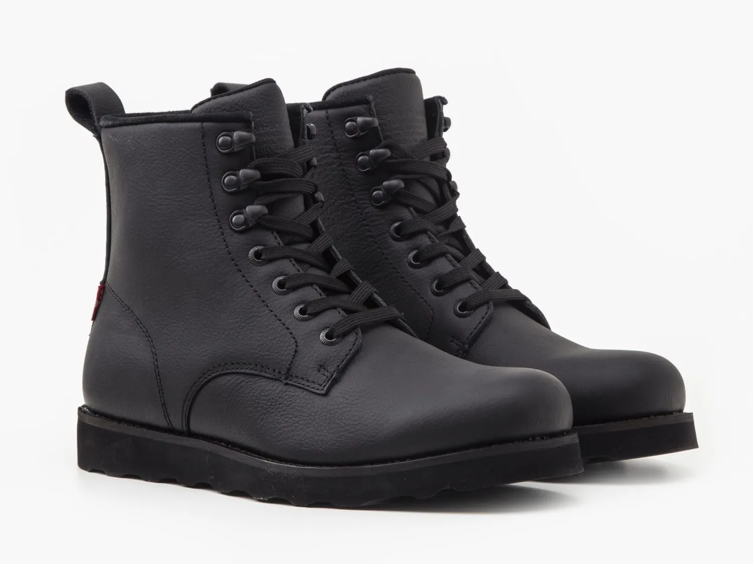 Levi's Darrow Wedge Lace-Up Leather Boots in Black