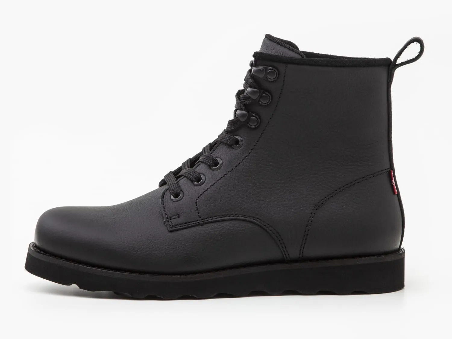 Levi's Darrow Wedge Lace-Up Leather Boots in Black