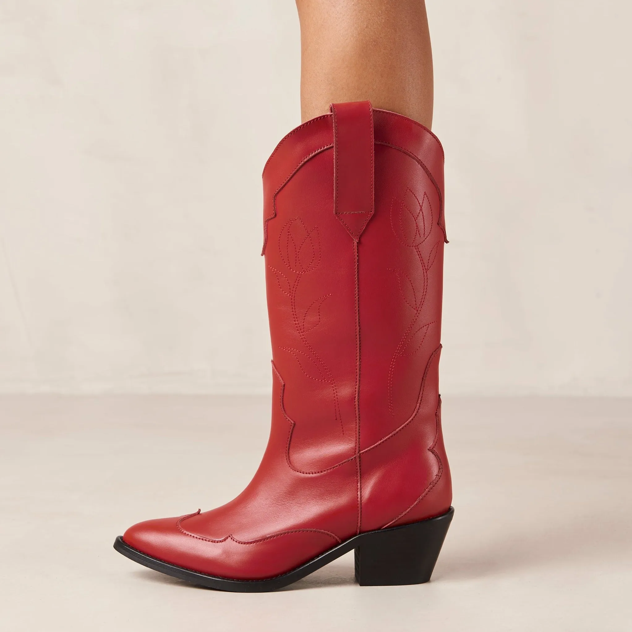 Liberty red leather boots - Online shopping site for trendy footwear