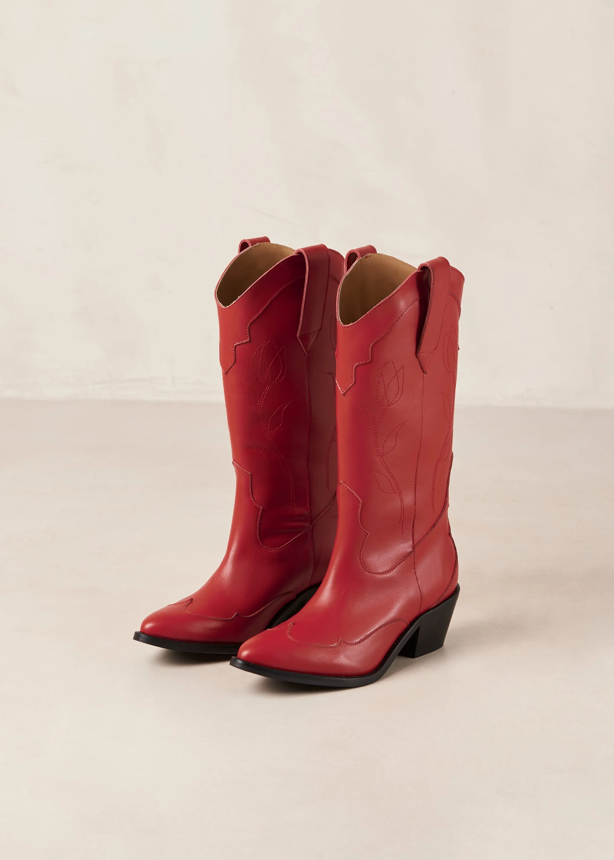 Liberty red leather boots - Online shopping site for trendy footwear