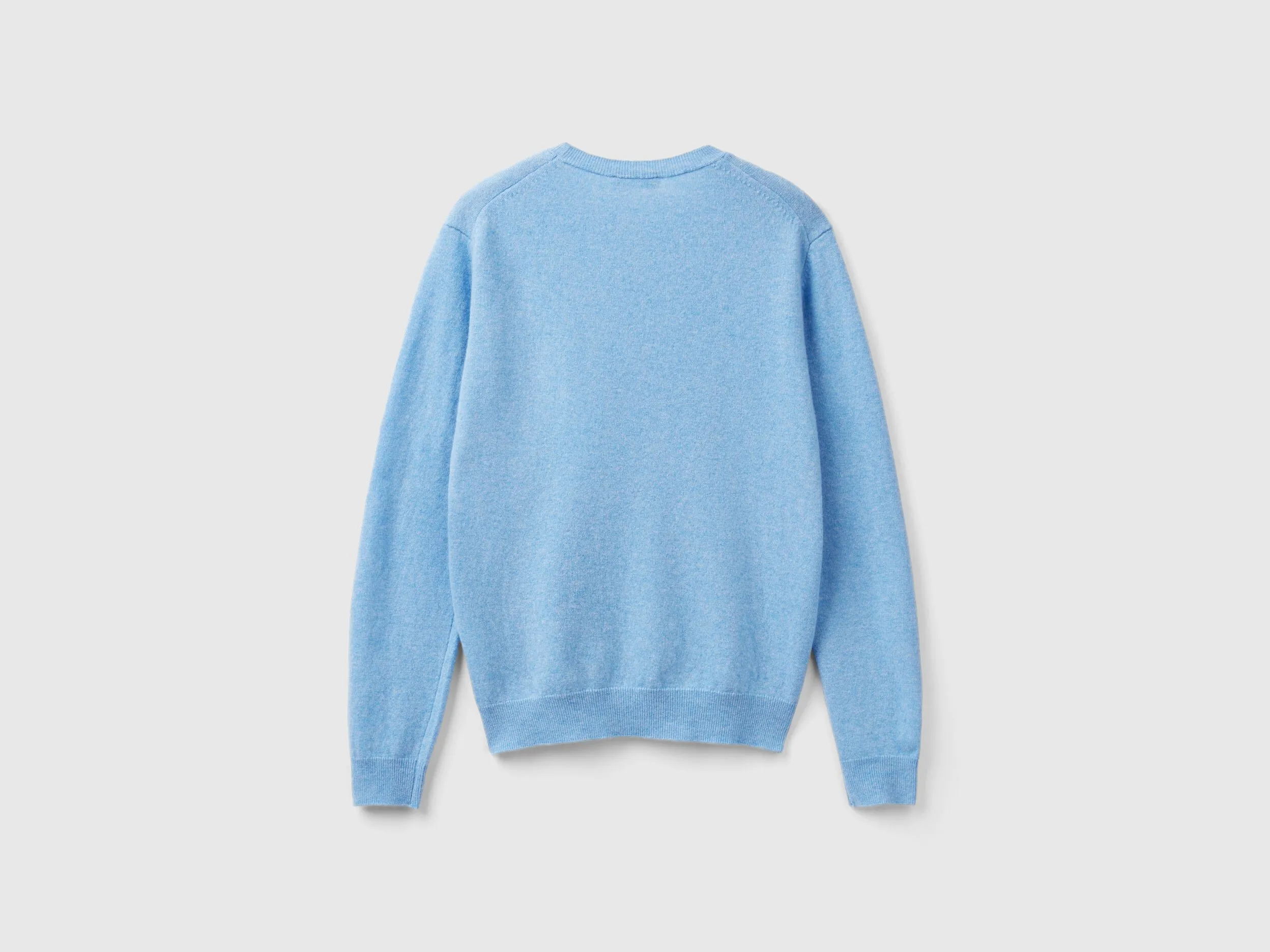 Light Blue Merino Wool Crew Neck Sweater by Benetton