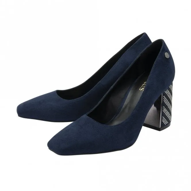 Lotus Womens Cassidy Navy Slip-On Block Heeled Court Shoes ULS506DE