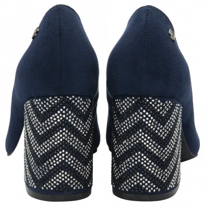 Lotus Womens Cassidy Navy Slip-On Block Heeled Court Shoes ULS506DE