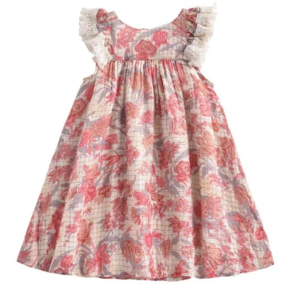 Louise Misha Gold Thread Floral Dress - Size 2 Years