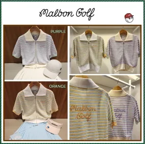 Malbon Golf Plain Logo Short Sleeves Cardigans in Street Style