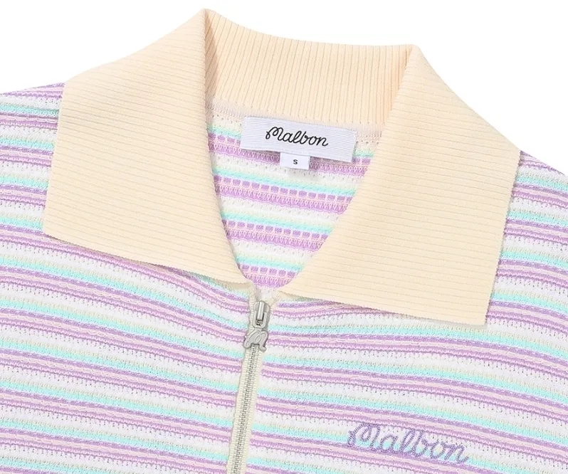 Striped Short Sleeves Cardigans by Malbon Golf