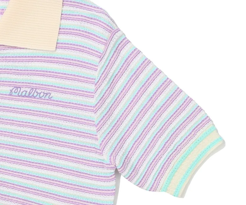 Striped Short Sleeves Cardigans by Malbon Golf