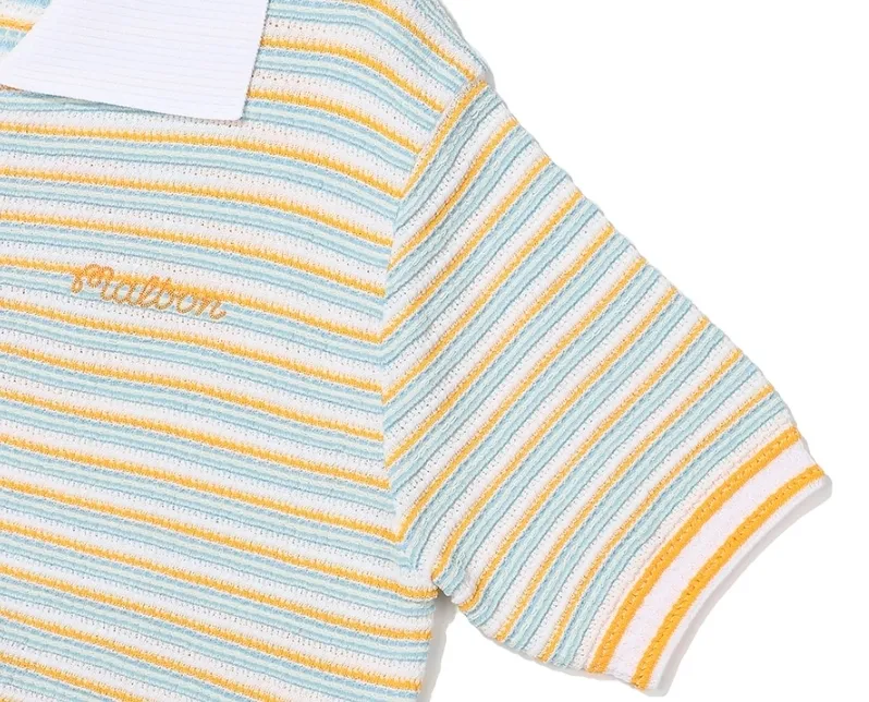 Striped Short Sleeves Cardigans by Malbon Golf