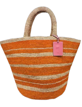 Manebi Summer Bag Tan Orange Stripes - Buy Now