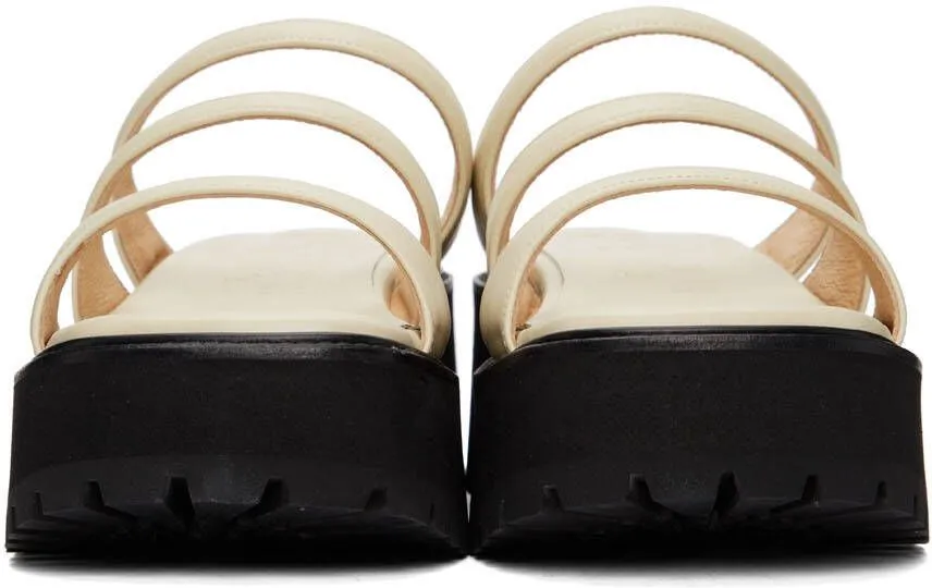 Marge Sherwood Off-White Leather Triple Strap Platform Sandals