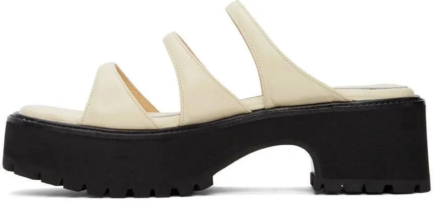 Marge Sherwood Off-White Leather Triple Strap Platform Sandals