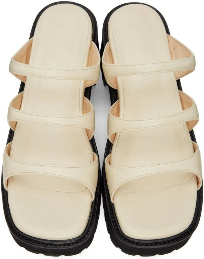 Marge Sherwood Off-White Leather Triple Strap Platform Sandals