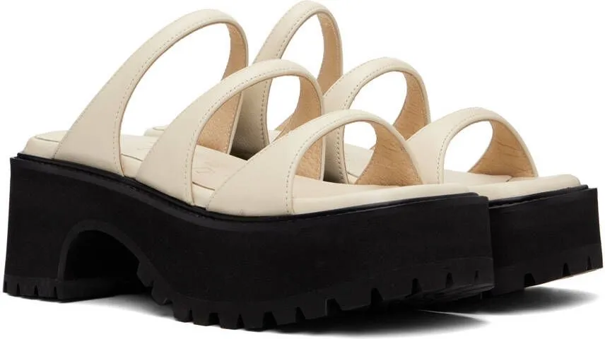 Marge Sherwood Off-White Leather Triple Strap Platform Sandals