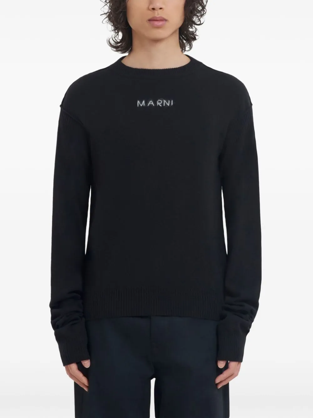 MARNI Men's Logo Round Neck Sweater