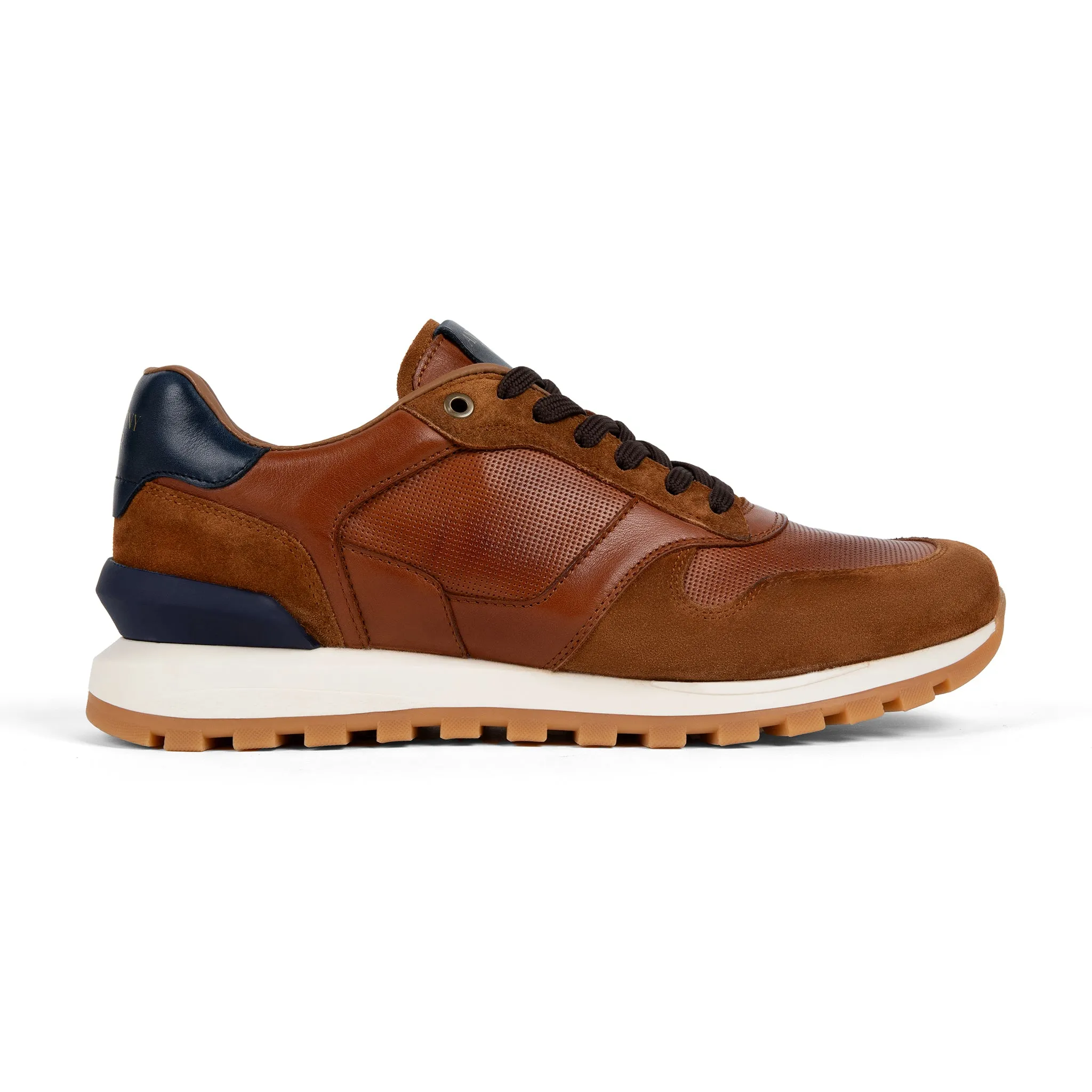 Men's runner sneakers in cognac navy