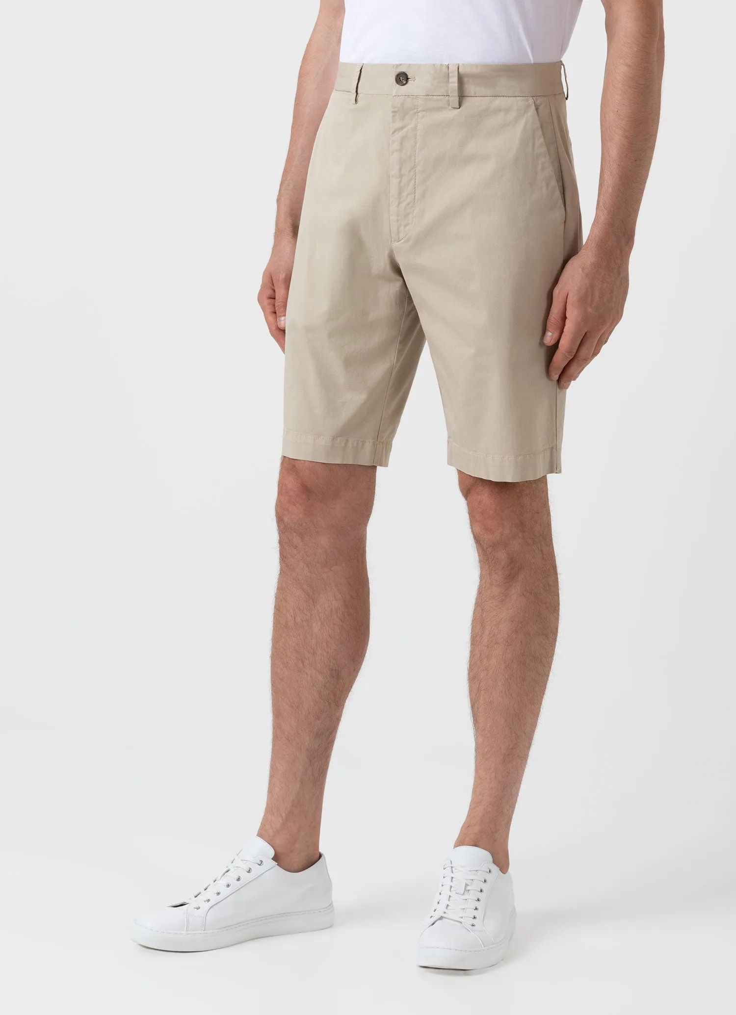 Light Stone Chino Shorts for Men, Made from Stretch Cotton Twill