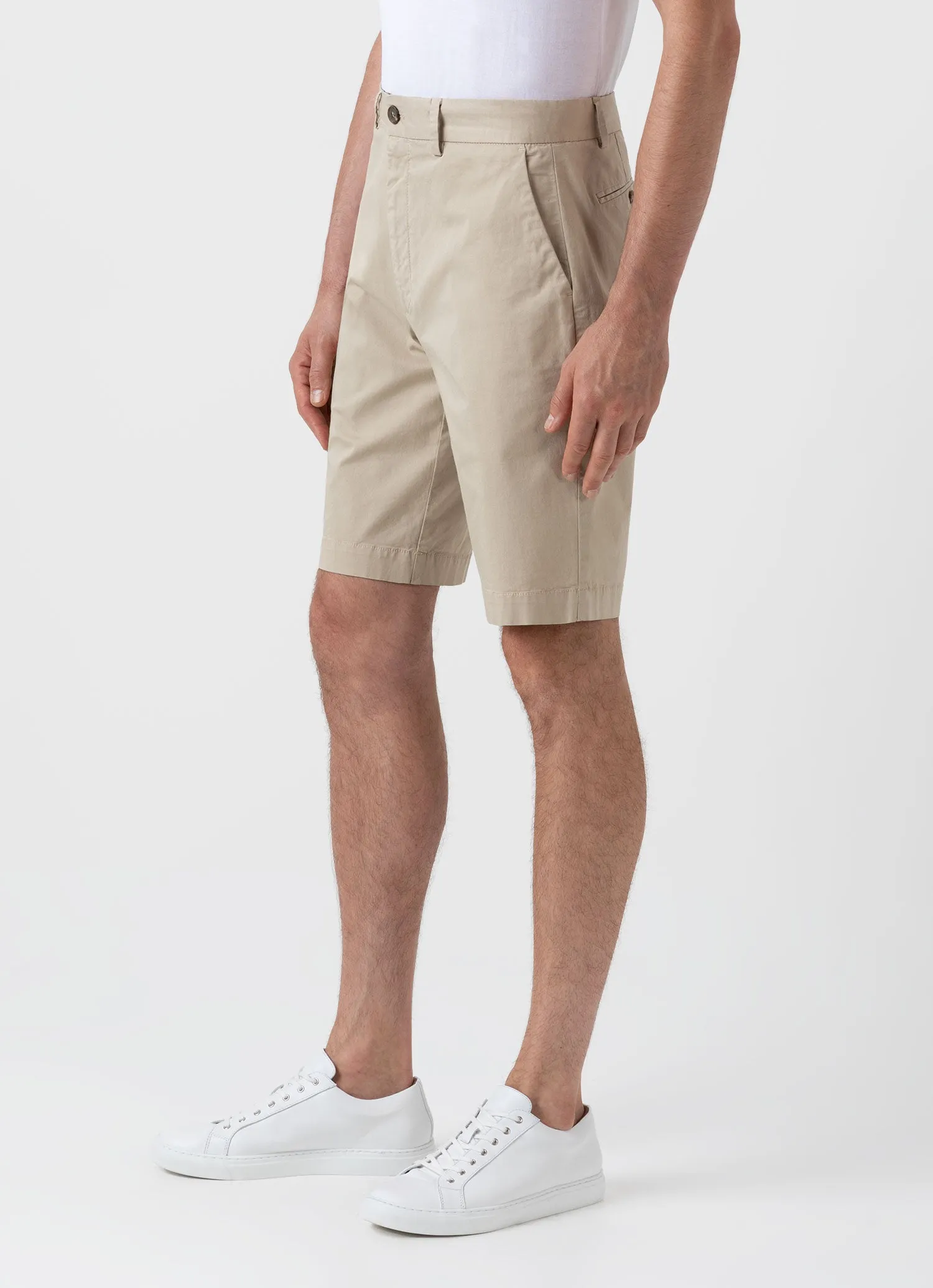 Light Stone Chino Shorts for Men, Made from Stretch Cotton Twill