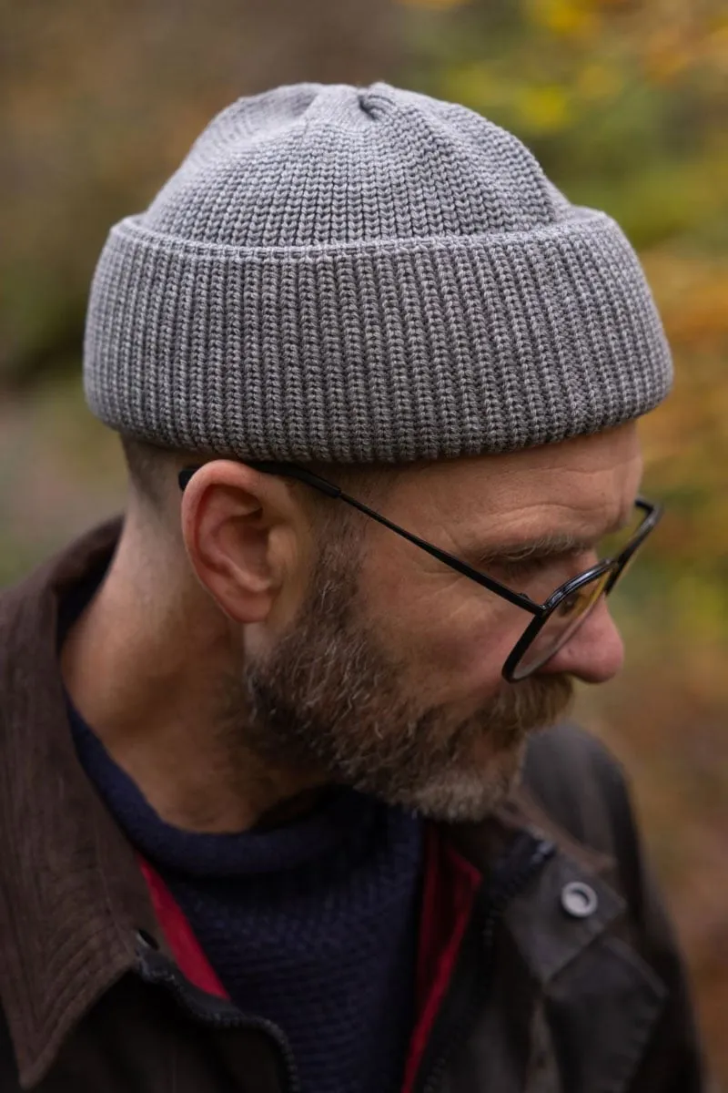 Merino Watch Cap Bifold in Grey