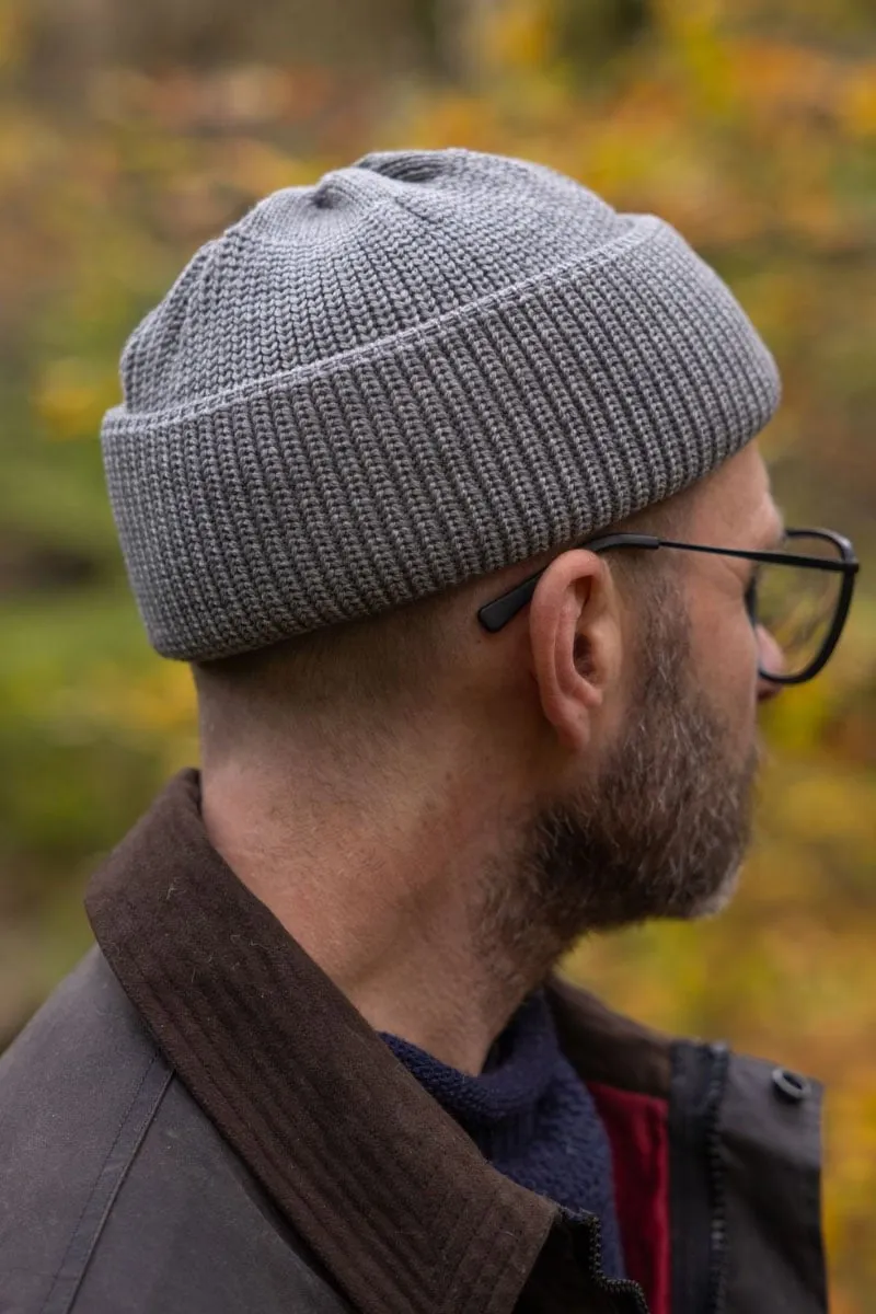 Merino Watch Cap Bifold in Grey