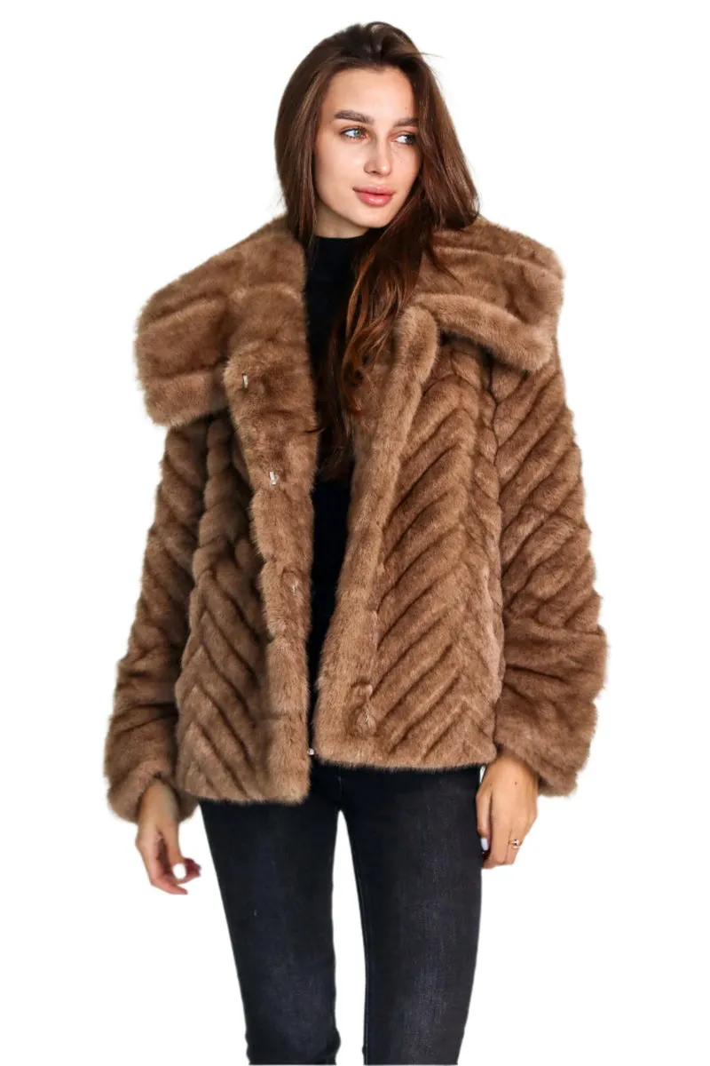 Mink Effect Short Coat by Eco Fur