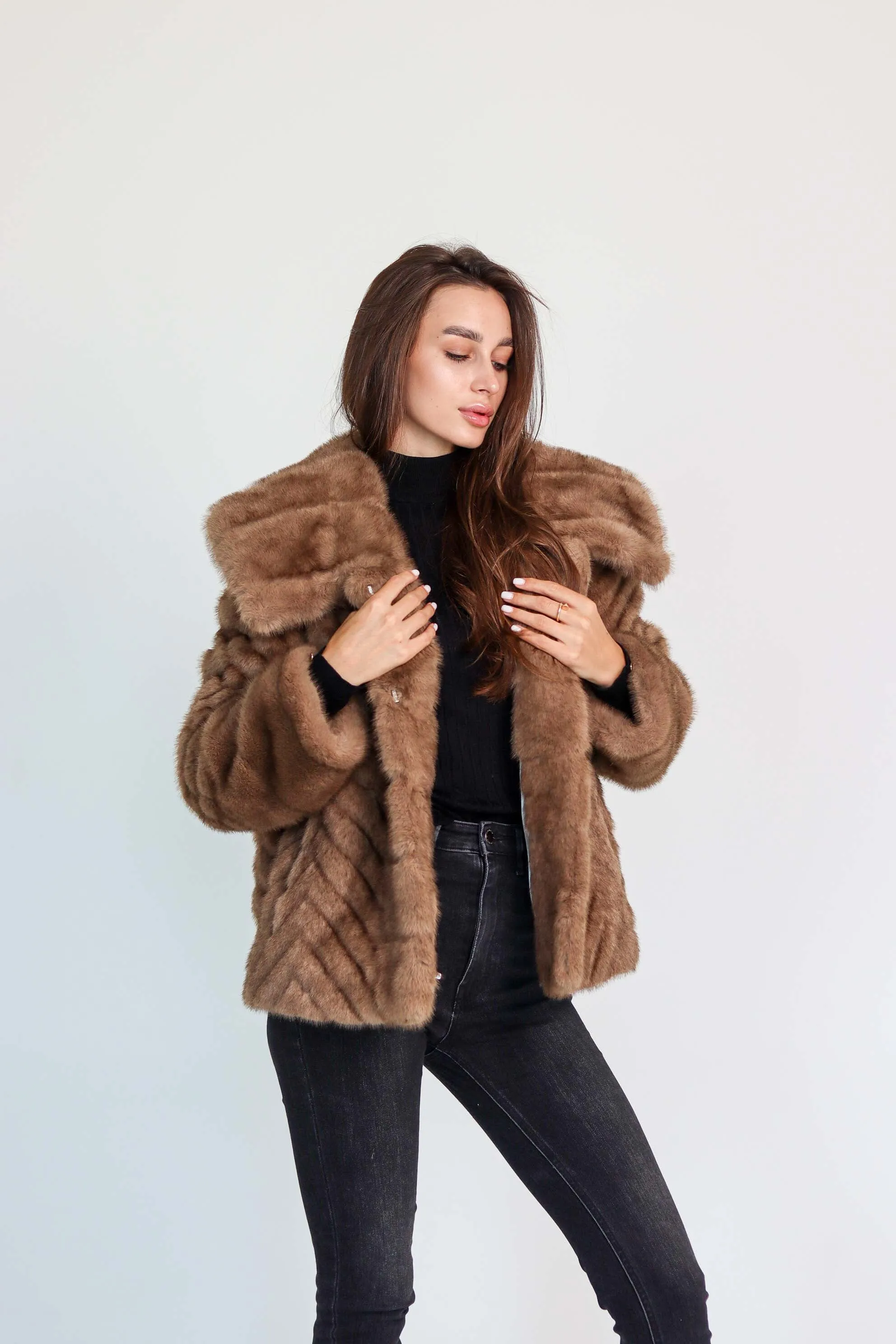 Mink Effect Short Coat by Eco Fur