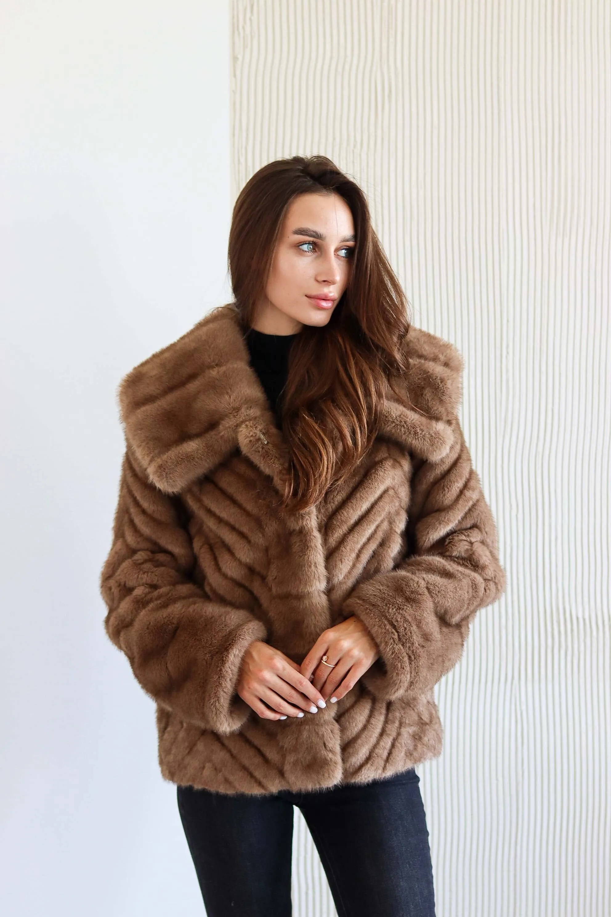 Mink Effect Short Coat by Eco Fur