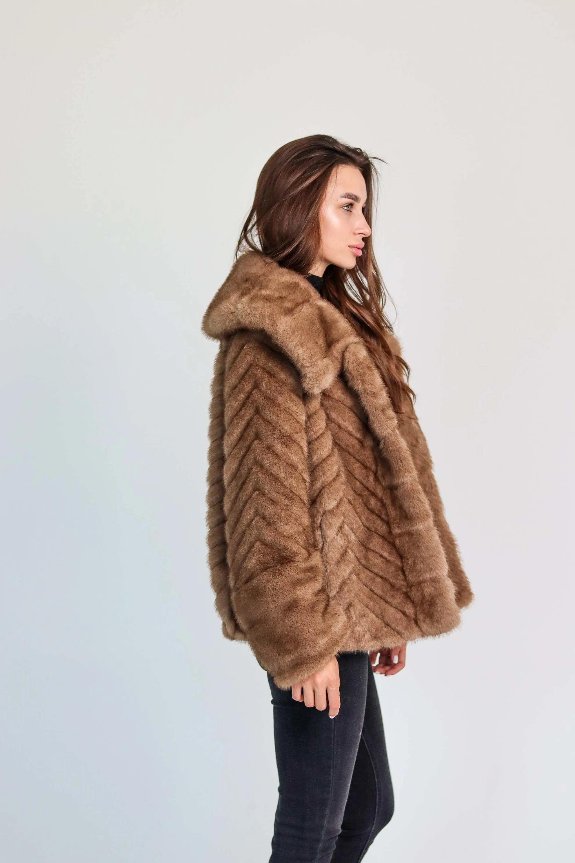 Mink Effect Short Coat by Eco Fur