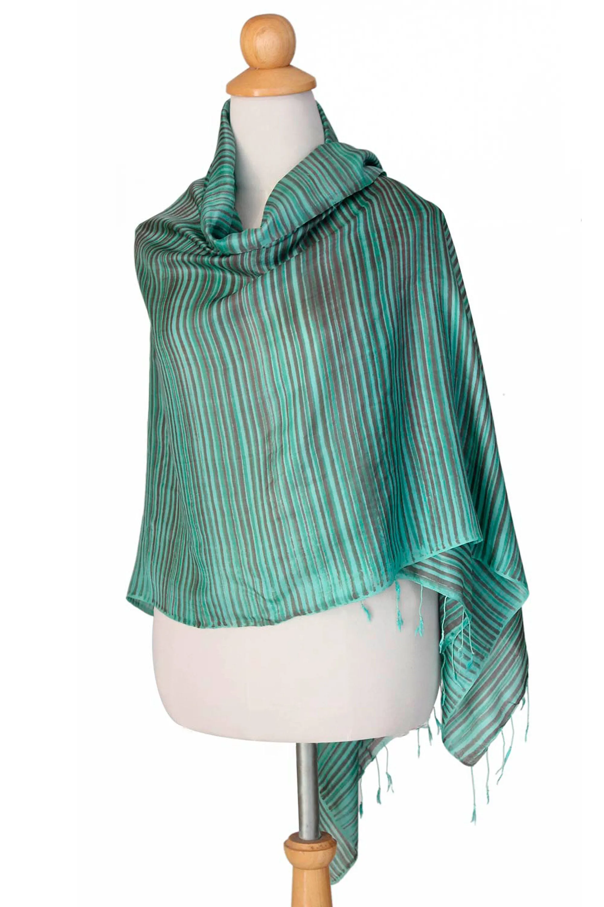 Mint Green Silk Shawl - Fair Trade - Melody Design