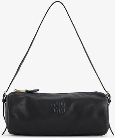 Miu Miu Nero Embossed-branding Leather Top-Handle Bag for Women