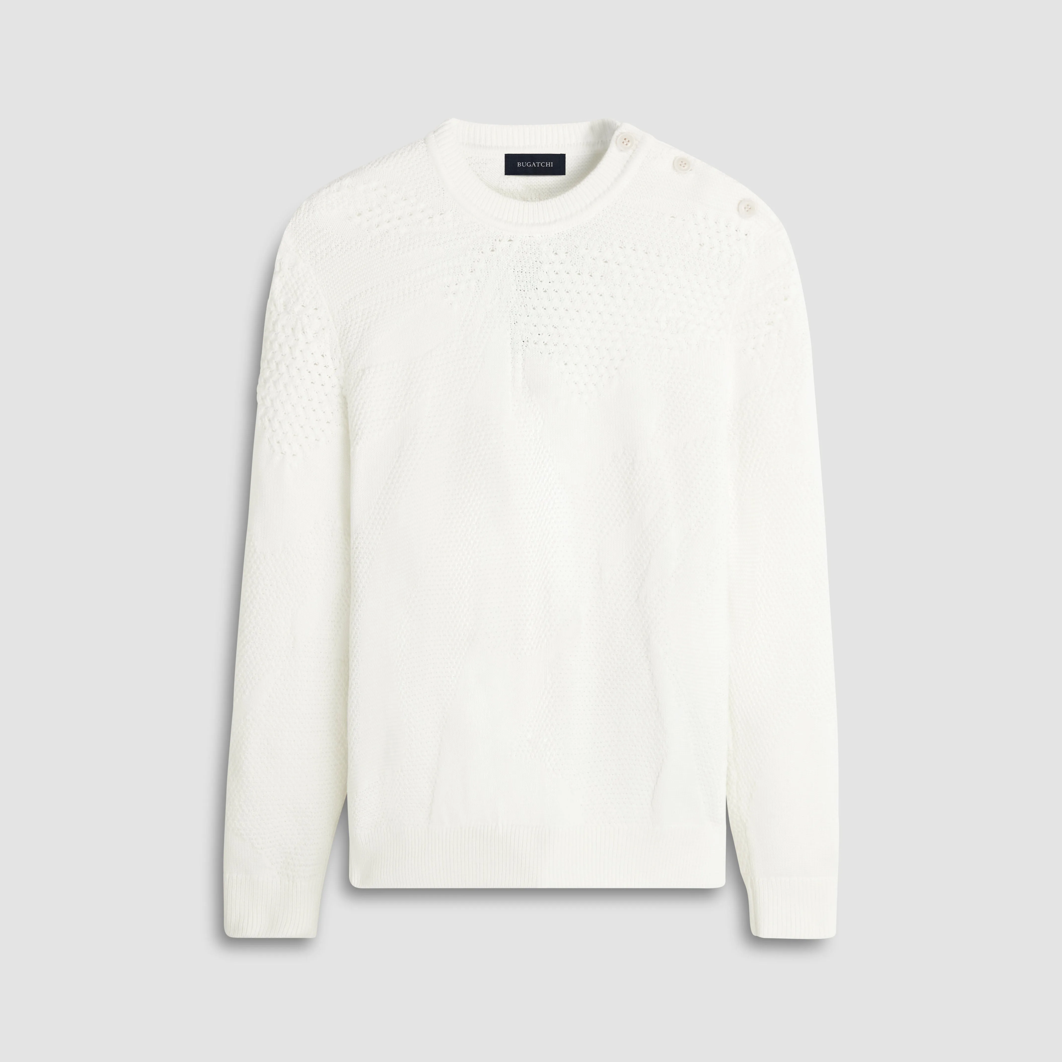 Crew Neck Sweater with Varied Stitching