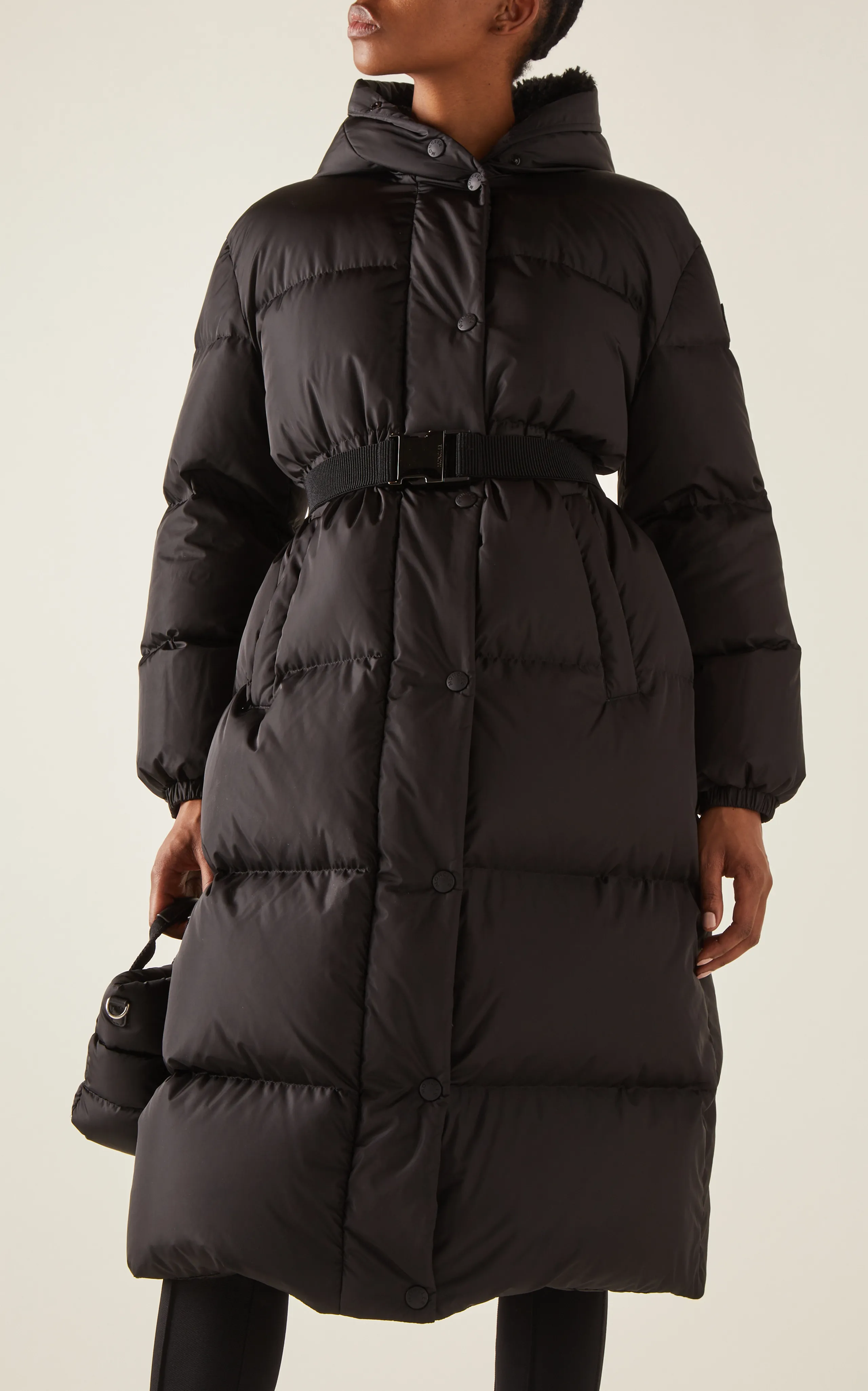 Moncler Bruneaux Shearling-Trimmed Down Coat.