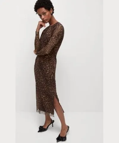 M&S Collection Womens M&S Collection Mesh Jersey Animal Print Midi Column Dress