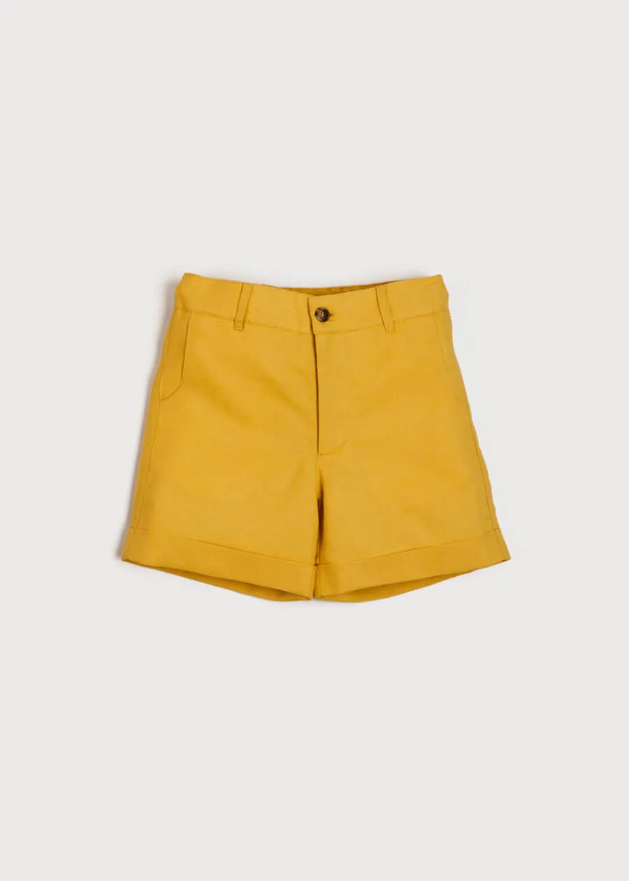 Mustard Pocket Detail Shorts for Kids (Ages 4-10)