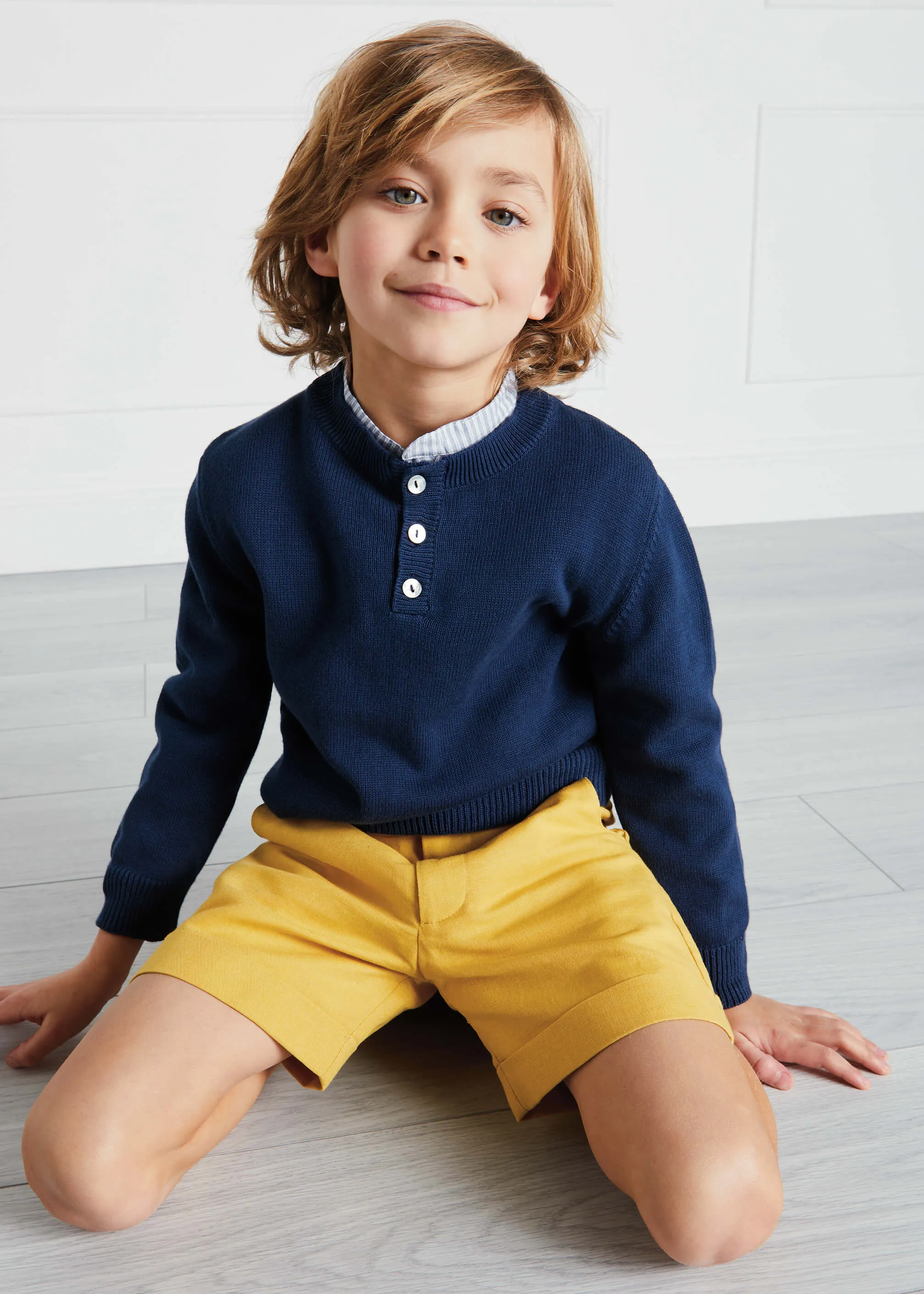 Mustard Pocket Detail Shorts for Kids (Ages 4-10)