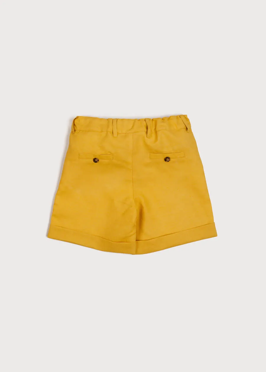 Mustard Pocket Detail Shorts for Kids (Ages 4-10)