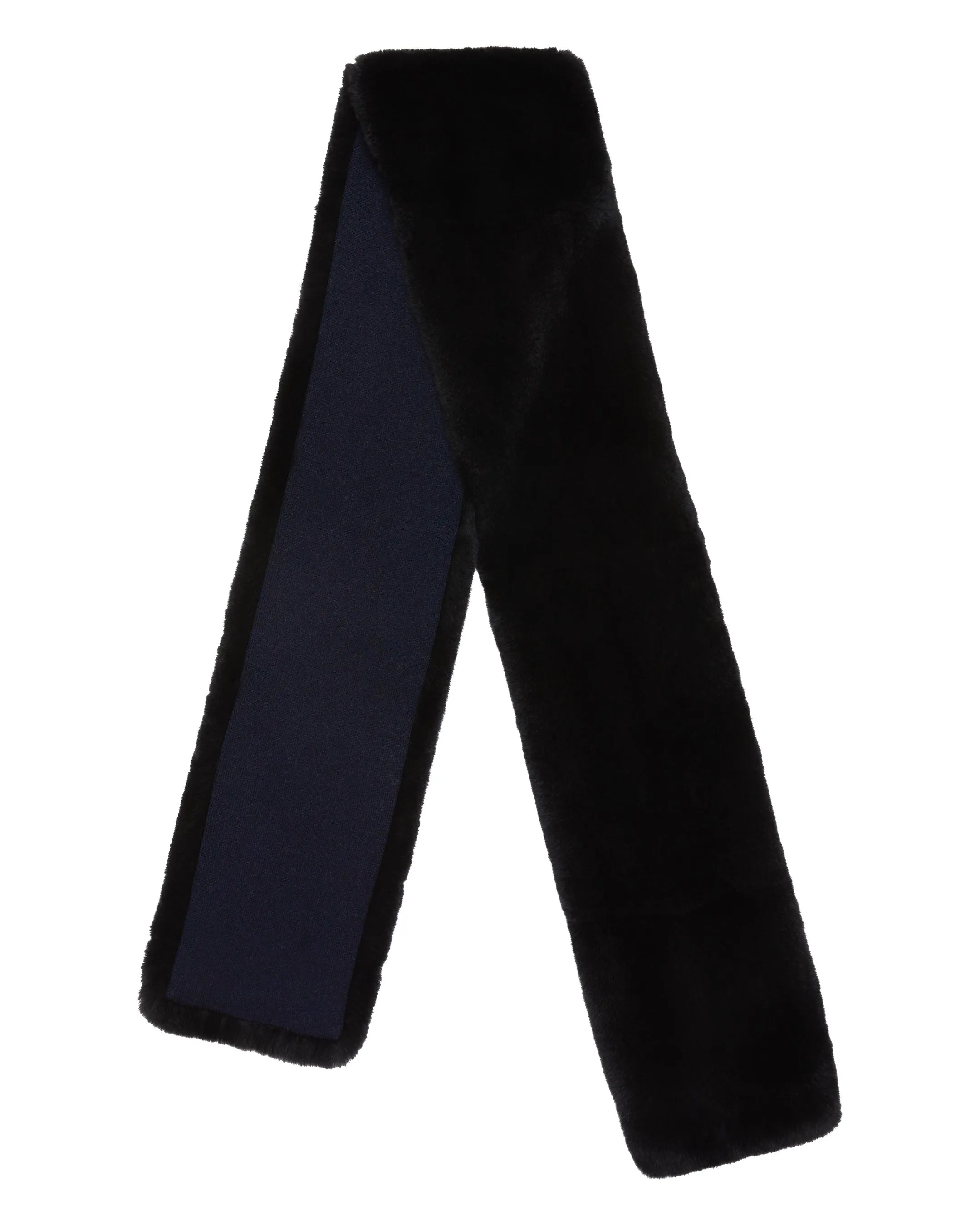 Navy Blue Long Fur Scarf Neutral Gender Friendly