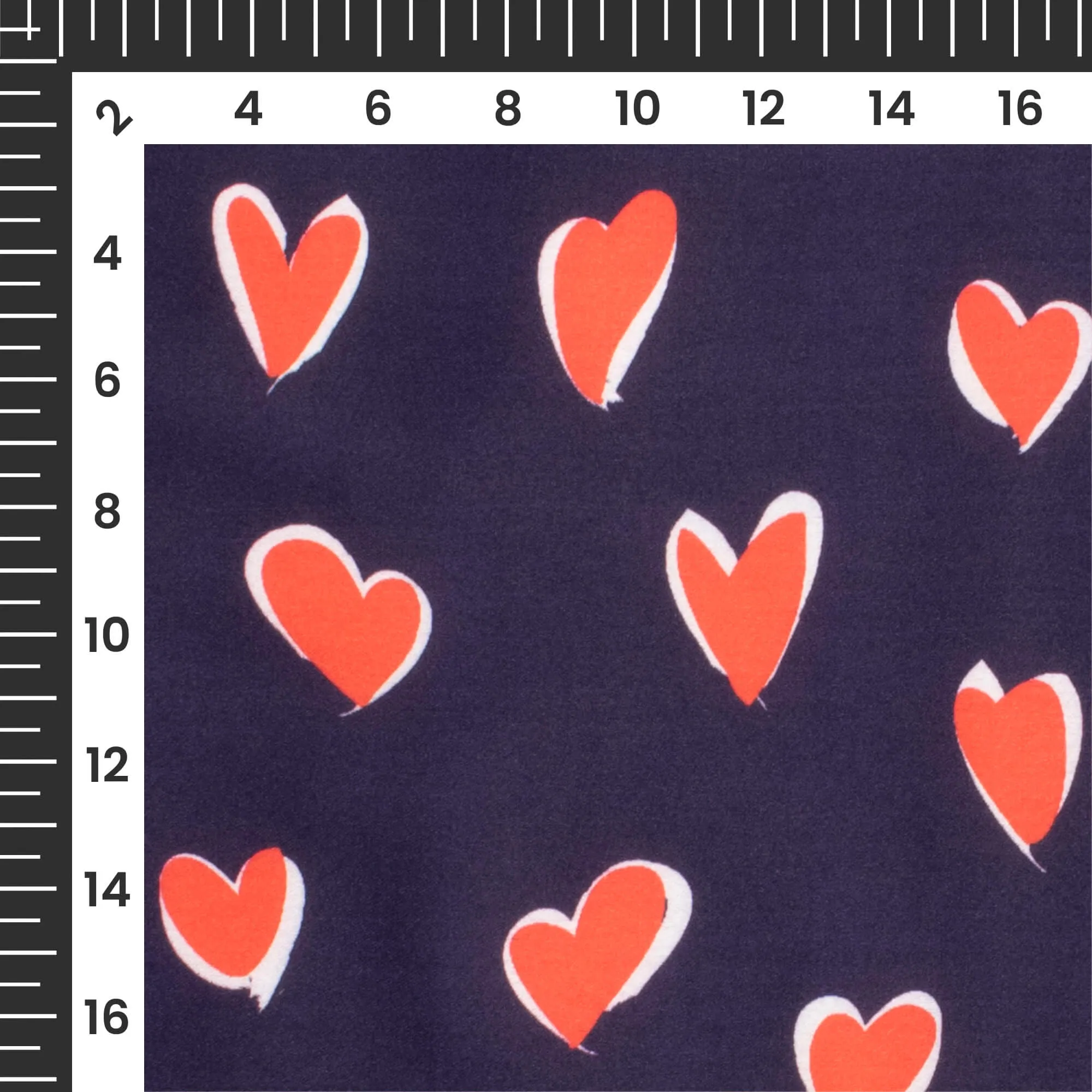 Navy Blue Red Heart Japan Satin Fabric