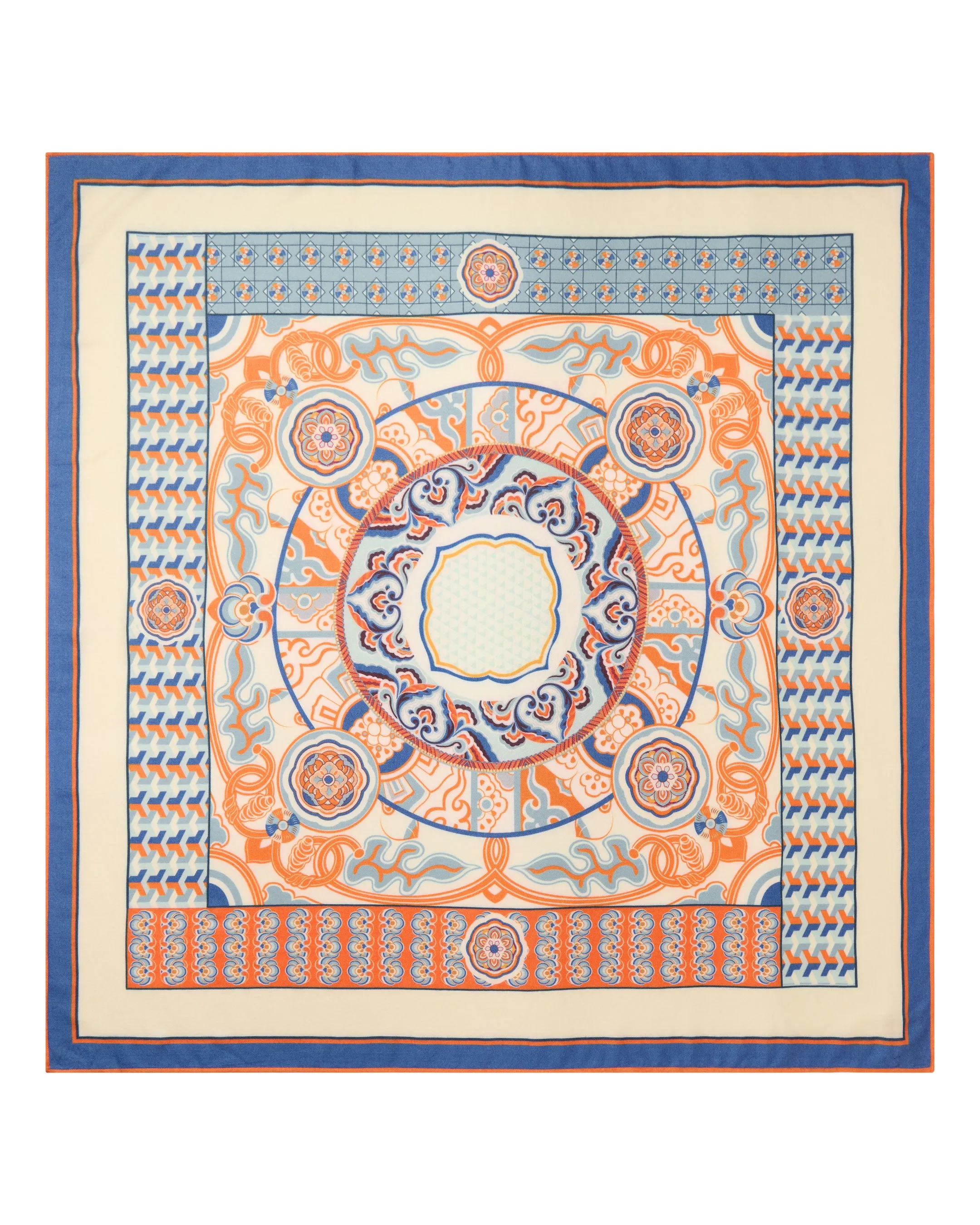 Orange Cashmere Silk Printed Foulard for Women - Pre-Order