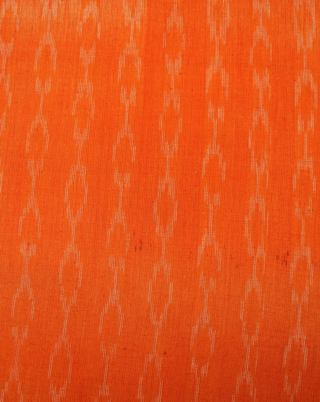 Orange White Abstract Cotton Ikat Print Fabric