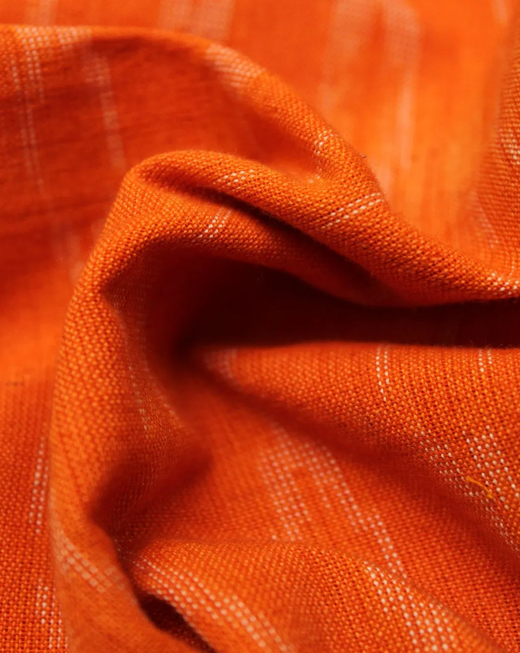 Orange White Abstract Cotton Ikat Print Fabric