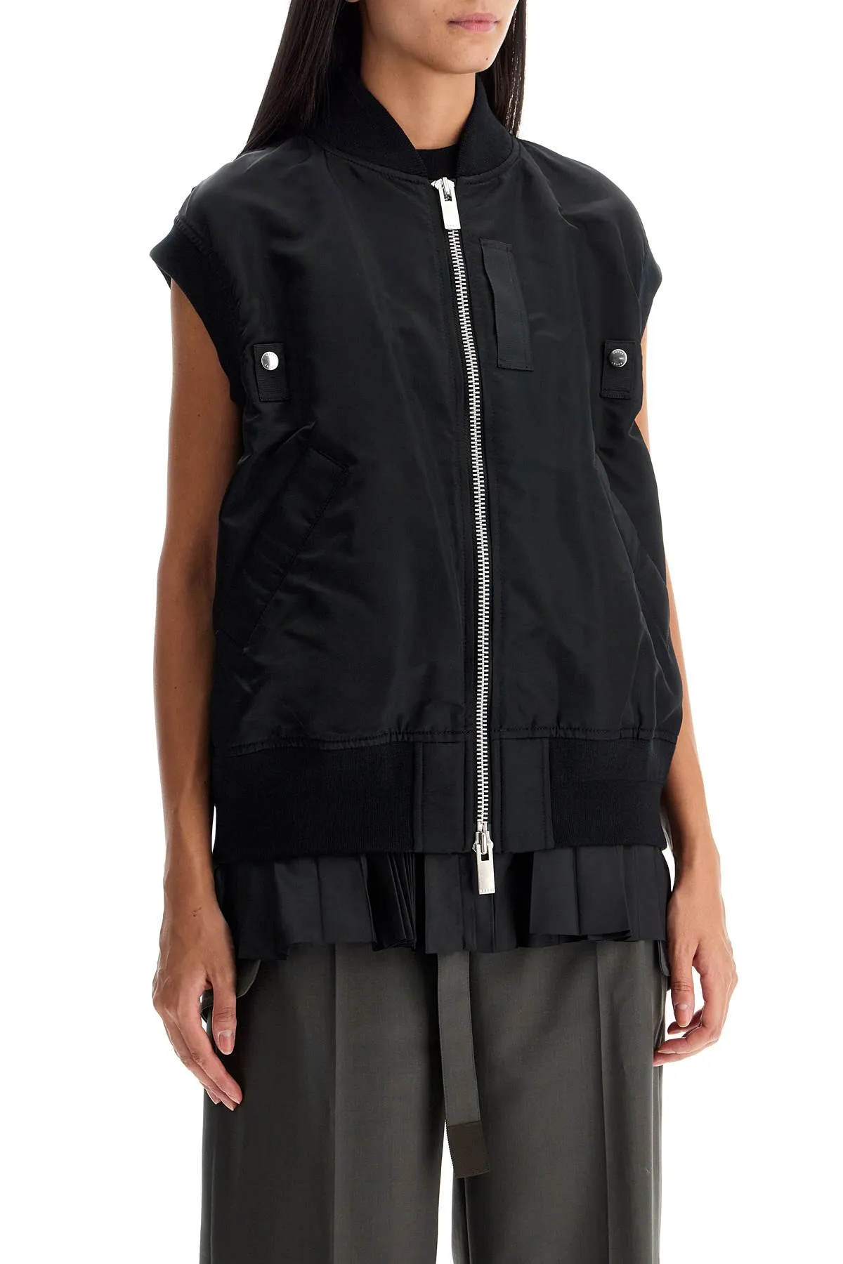 outdoor black nylon vest - layered - 24 07382.