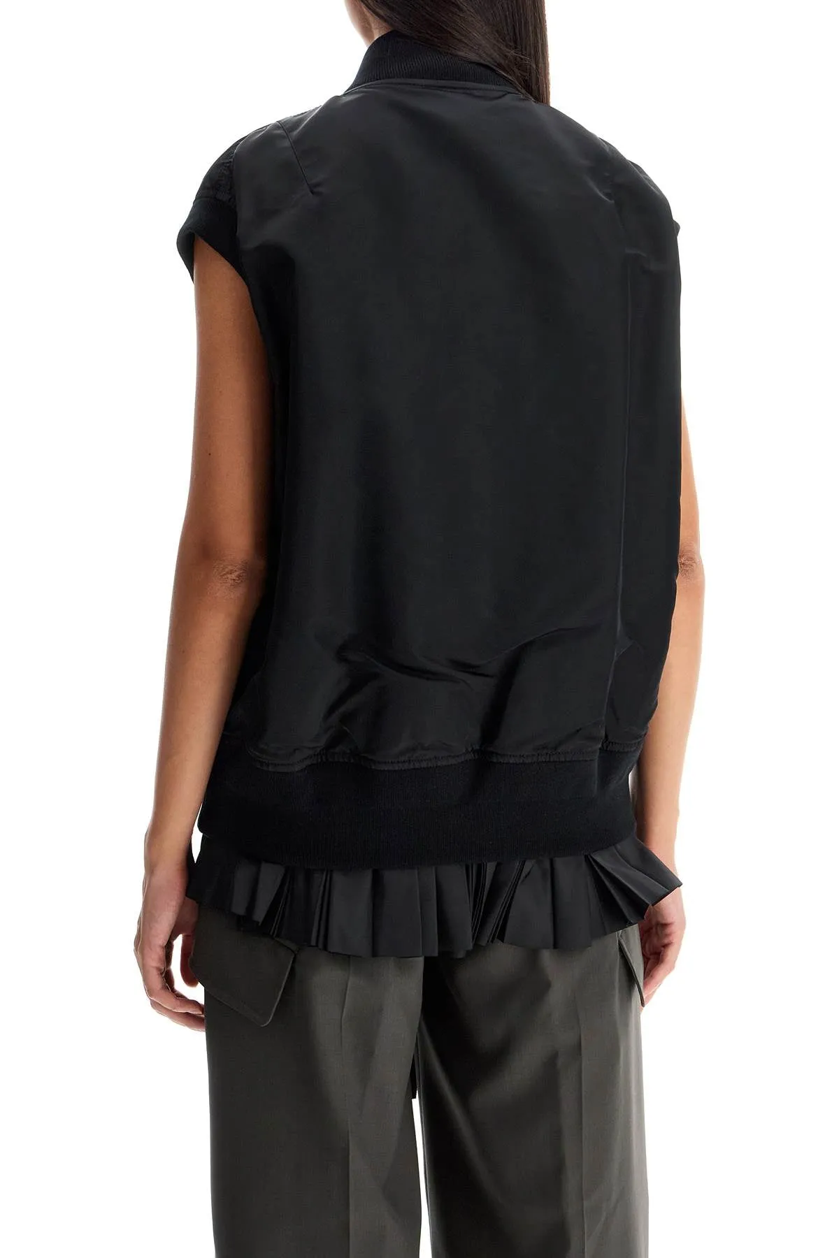 outdoor black nylon vest - layered - 24 07382.