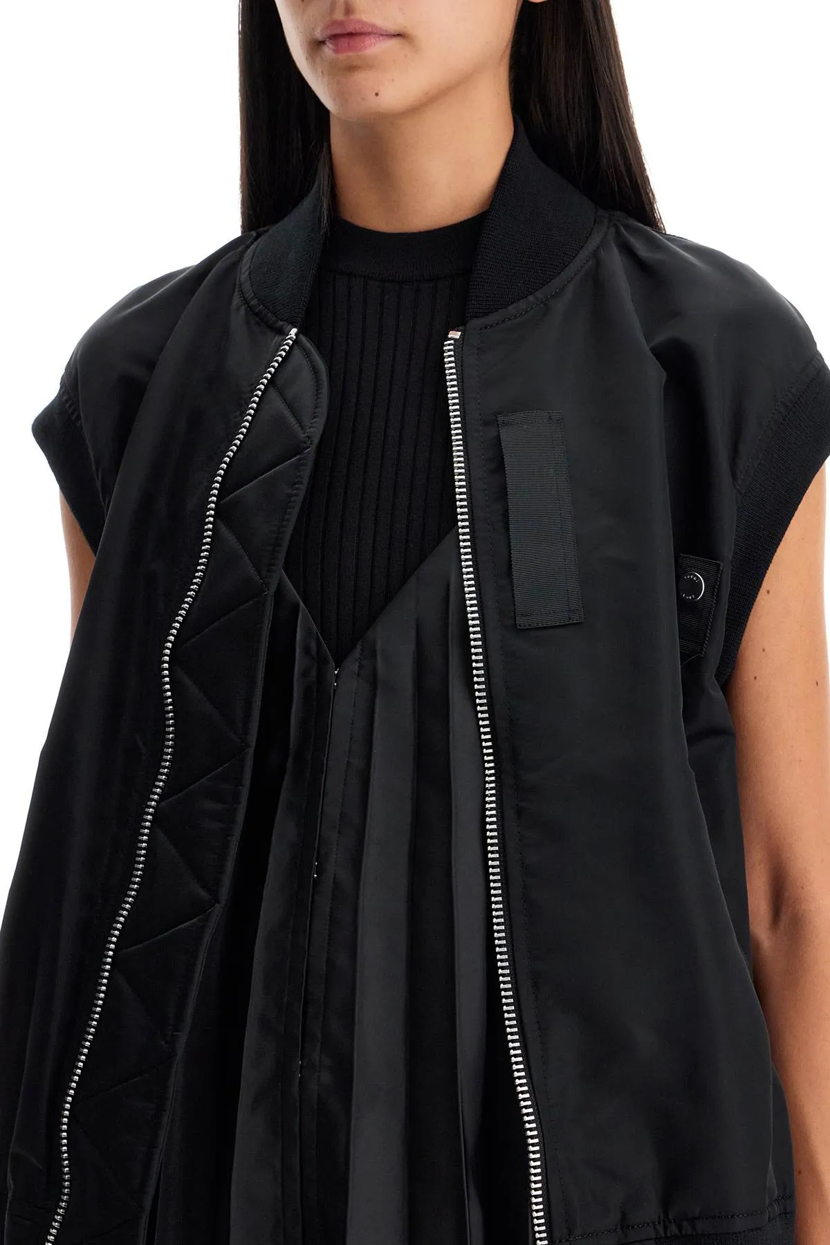 outdoor black nylon vest - layered - 24 07382.